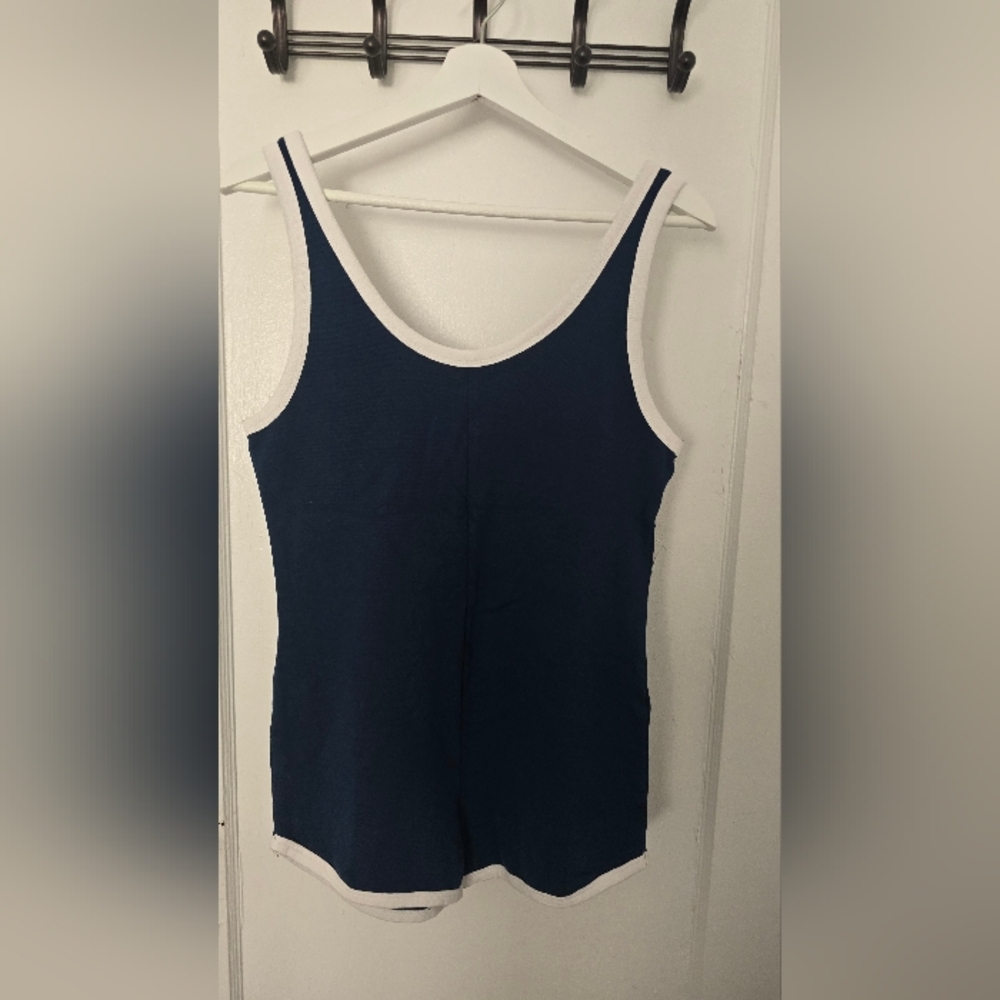 Zara Dark Blue Tank Top with White Edges